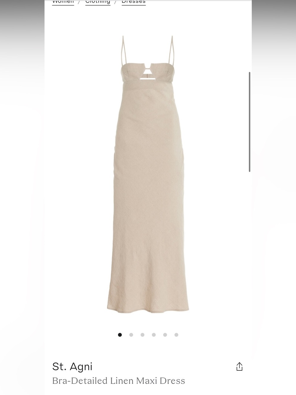 St. Agni Cream Bra-Detail Linen Maxi Dress